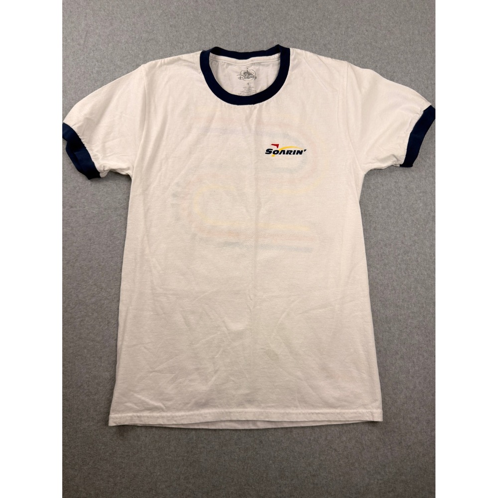 Disney Parks Soarin Around the World Ringer T-Shirt White Navy Blue Small